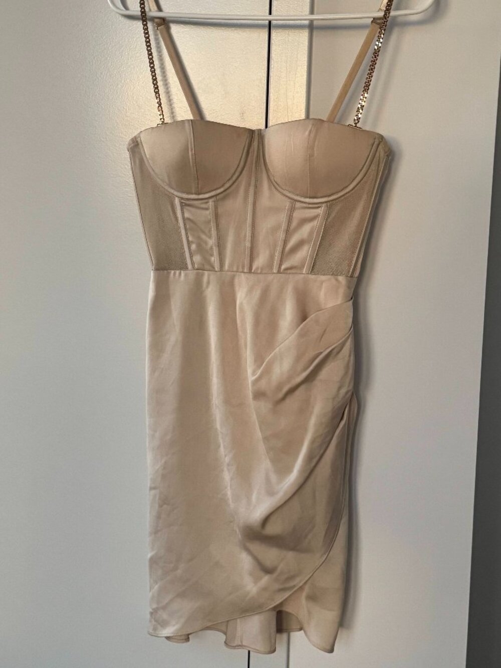 Britney Draped Corset Mini Dress - Champagne